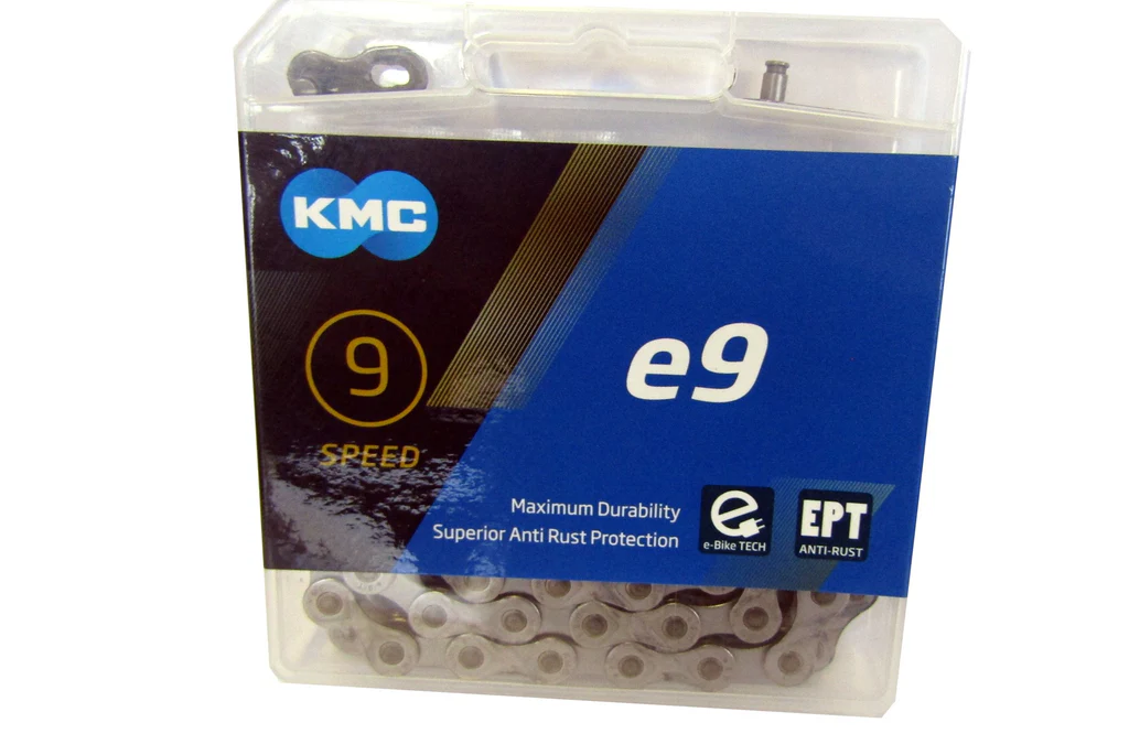 KMC E9 Ketting 9-speed, zilver Uitvoering 122 Links e-bike plus missing link