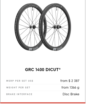DT-Swiss GRC1400 Dicut 50 Gravel Carbon Wielset