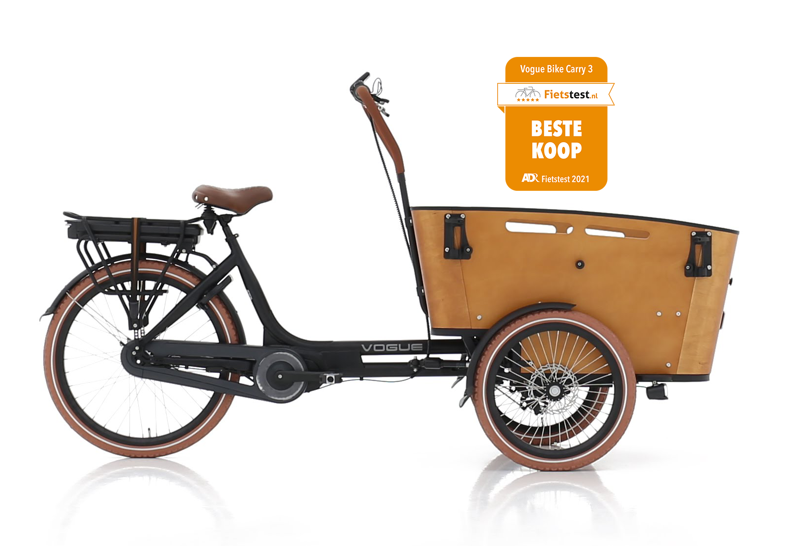 Vogue E-bike Bakfiets Carry 3 Max Drive 7sp. Middenmotor Bafang G Max 13ah  468watt bruin - Delta Bikes